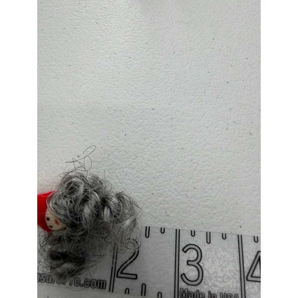 Vintage Handmade Felt Gnome Ornaments Set of 5 Red Hat Grey Beard Tomte Nisse 2